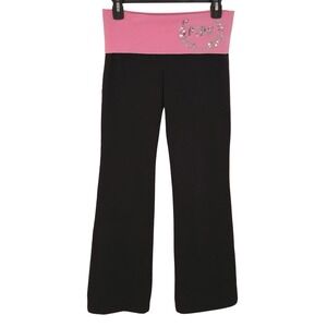 PINK Victoria's Secret Foldover Yoga Pants Small Low Rise Flare Leg Y2K Sequin